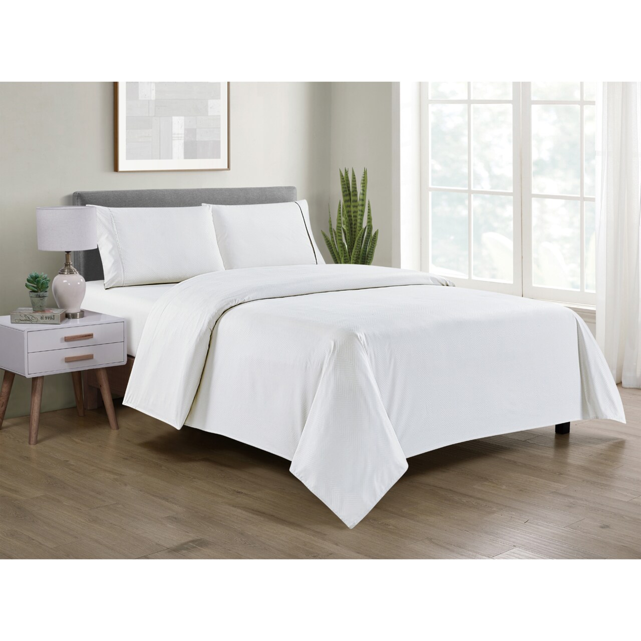 Bamboo 4 Piece Chevron Embossed Sheet Set Twin Full Queen King